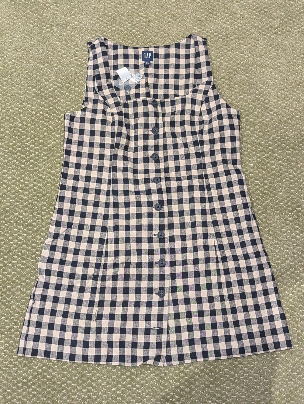 linen-blend button-front mini dress